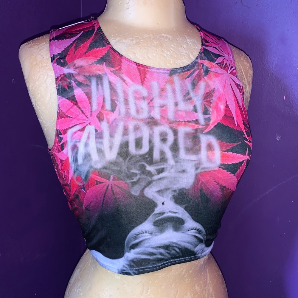 Highly favored Pink leafs sublimation crop top